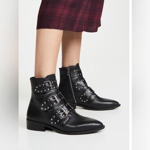 Steve Madden Pursue Studded Leather Biker Boots | Size 8